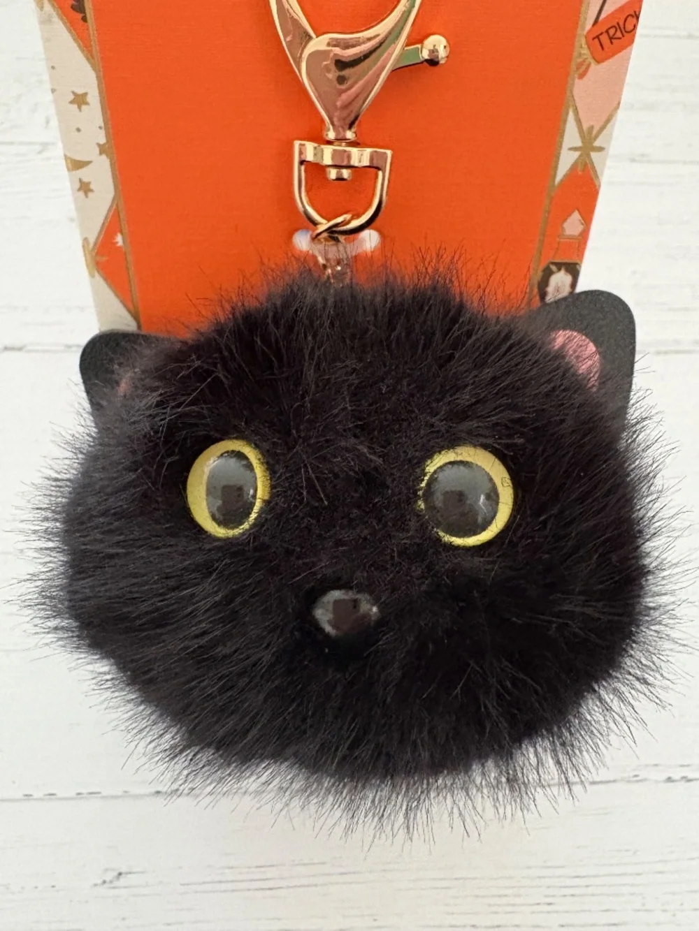 Piper K Black Kitty Cat Clip on Bag Charm Key Chain
